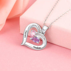 Gemstone necklace female heart-shaped couple custom lettering pendant gift