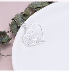 Valentine's Day Gift 925 Silver Personalized Custom Heart-shaped Letter Necklace Female