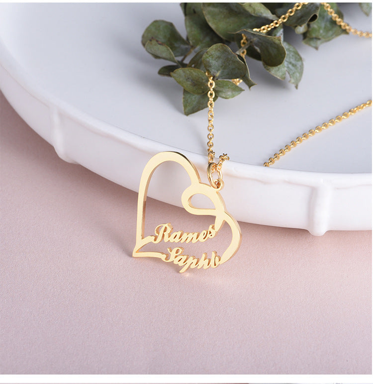 Valentine's Day Gift 925 Silver Personalized Custom Heart-shaped Letter Necklace Female