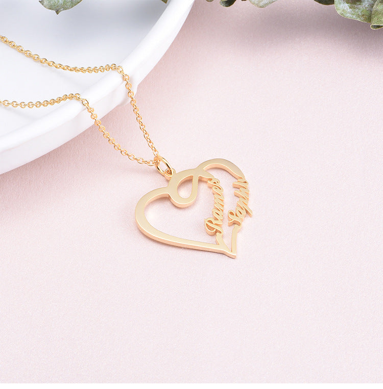 Valentine's Day Gift 925 Silver Personalized Custom Heart-shaped Letter Necklace Female