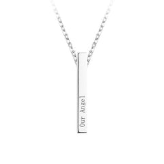 Silver Bar Name Personalized Custom Lettering Necklace