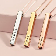 Silver Bar Name Personalized Custom Lettering Necklace