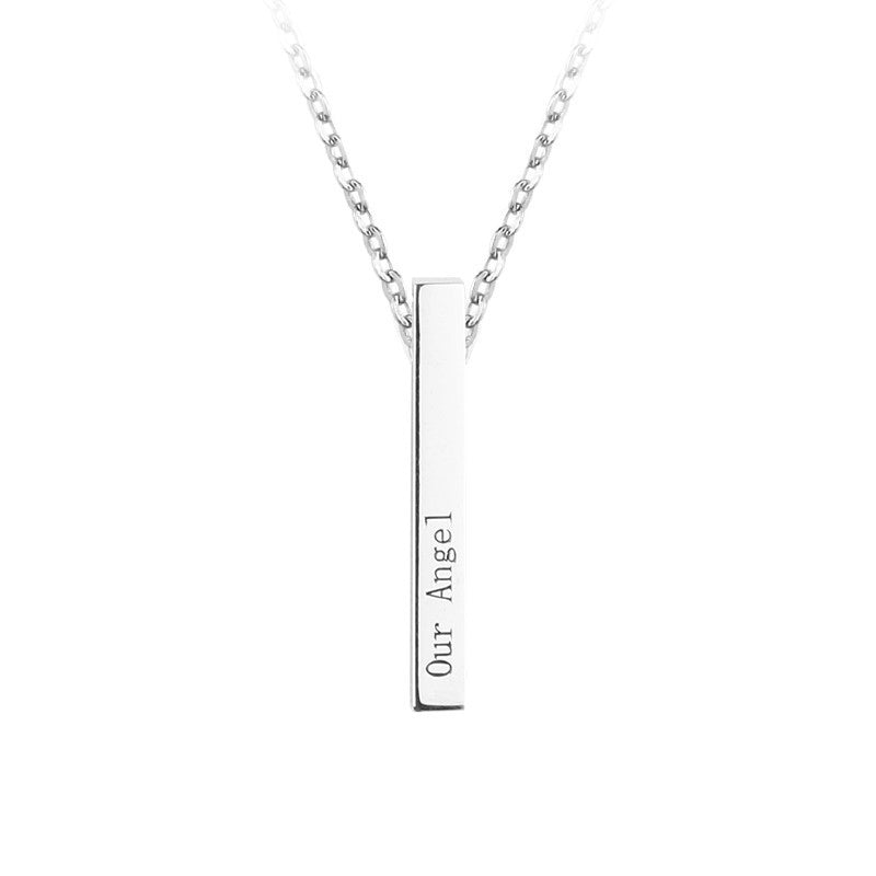 Silver Bar Name Personalized Custom Lettering Necklace