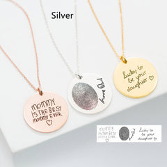 Silver Personalized Custom Lettering Love Fingerprint Letter Name Necklace