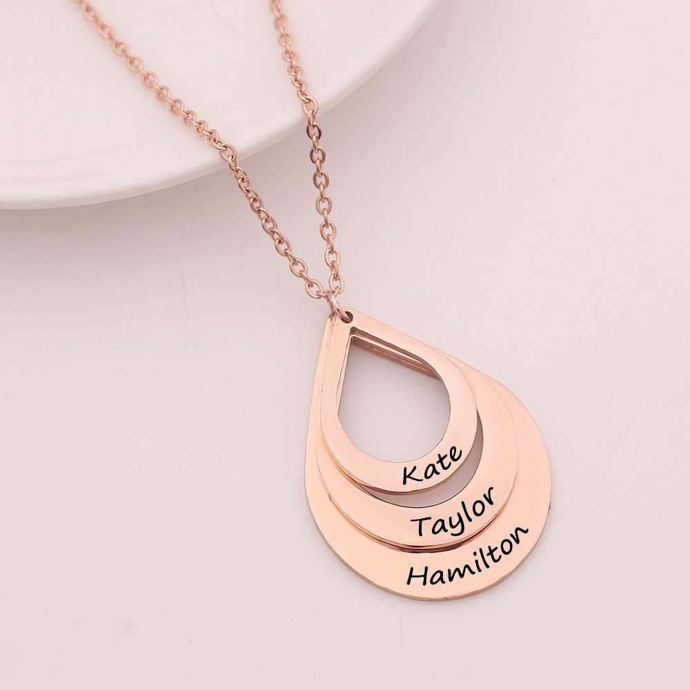 Stainless Steel Three Name Letter Custom Necklace