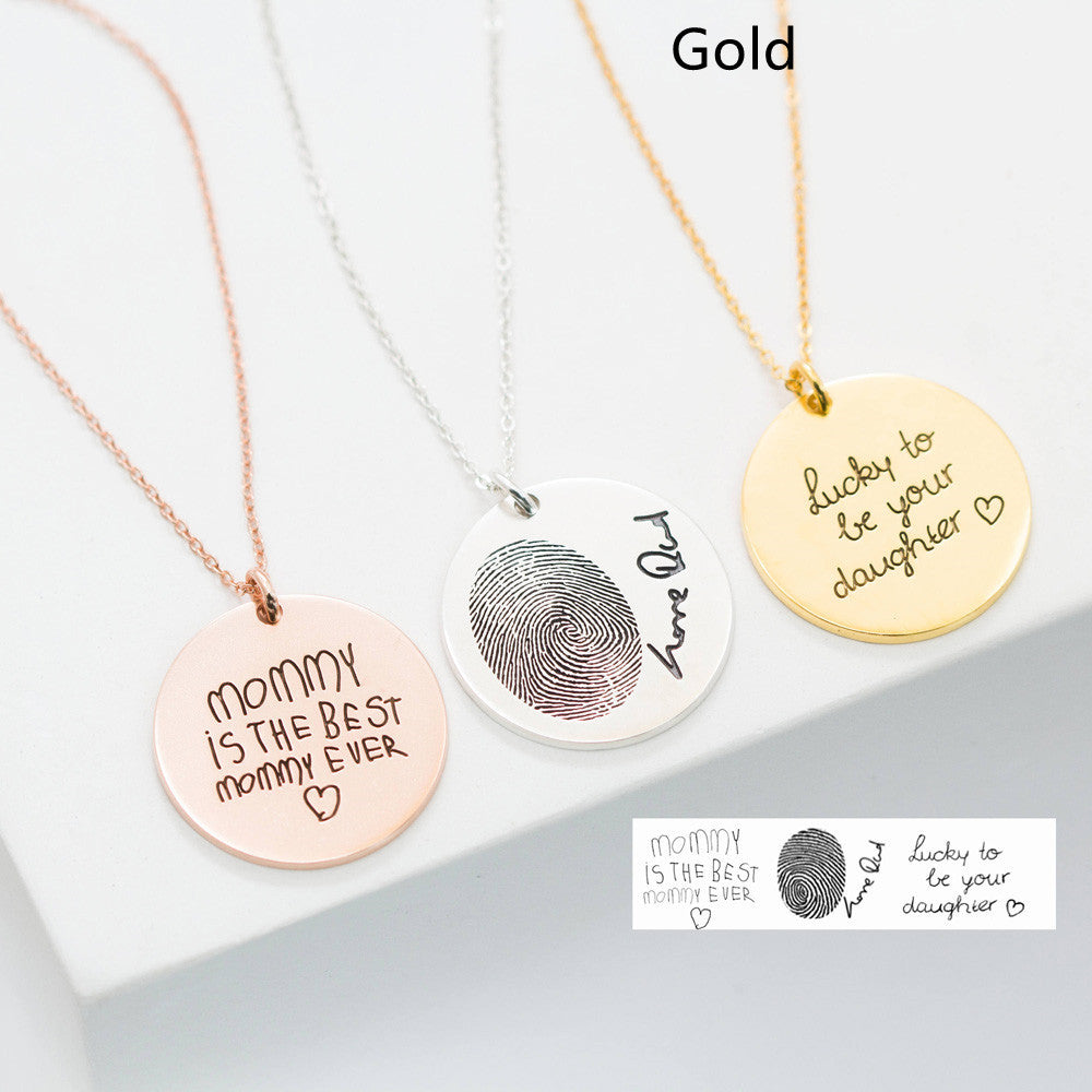 Silver Personalized Custom Lettering Love Fingerprint Letter Name Necklace