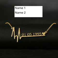 Custom heartbeat name necklace