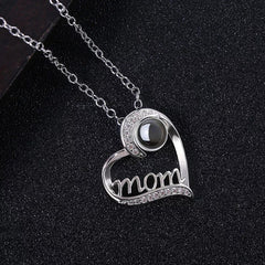 MOM Heart Shaped Projection Custom Photo Necklace Mother's Birthday Gift Accessories