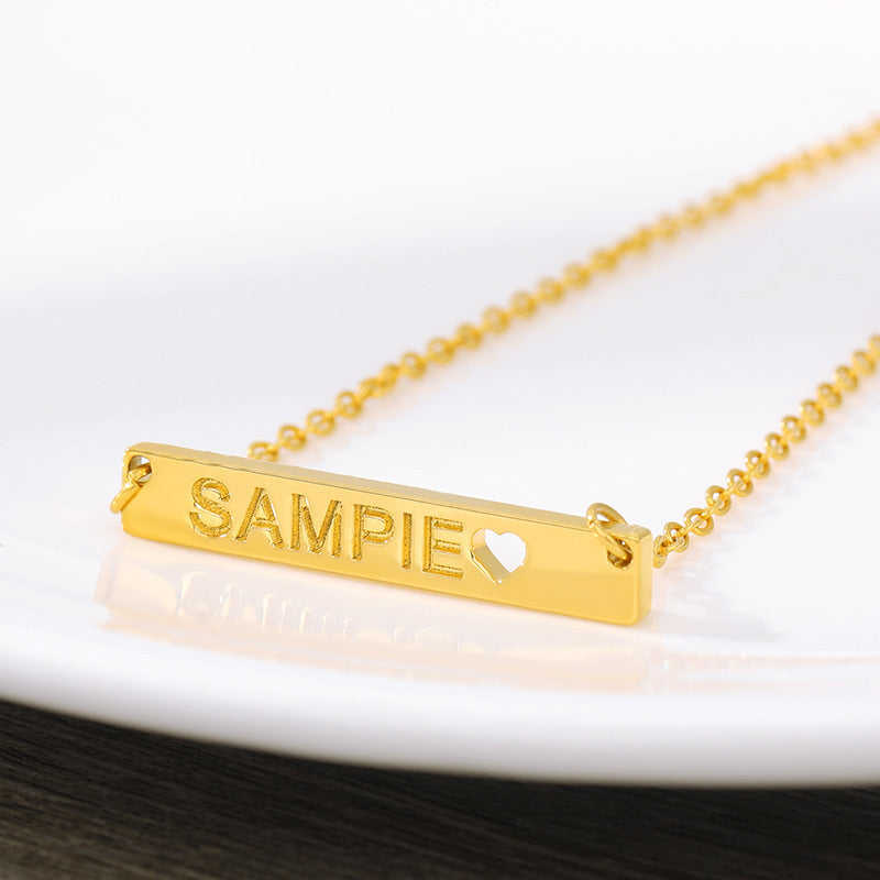 Love Hollow Square Brand Name Custom Necklace