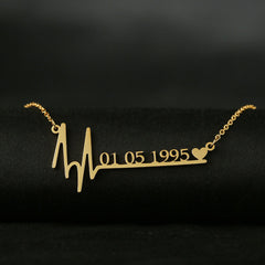 Custom heartbeat name necklace