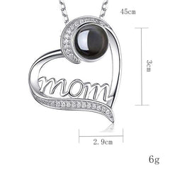 MOM Heart Shaped Projection Custom Photo Necklace Mother's Birthday Gift Accessories