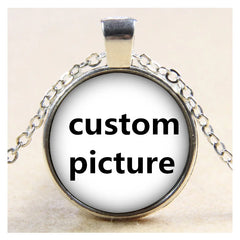 Personalized Photo Custom pictures glass cabochon Pendant Necklace Silver color/Bronze/Crystal Pendant 60cm chains