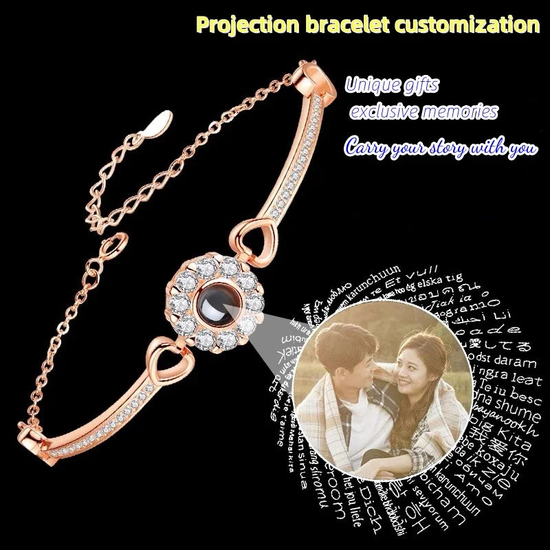 Personalized ProjectionJewelry Nano Micro-Engraving Photo Bracelet Customization Exclusive Gifts For Couples Beautiful Memories