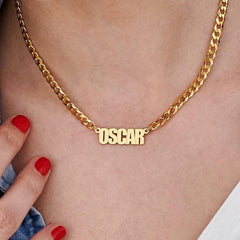 Horsewhip Chain Custom Stainless Steel Old English Name Necklace Ladies Hip Hop Clavicle