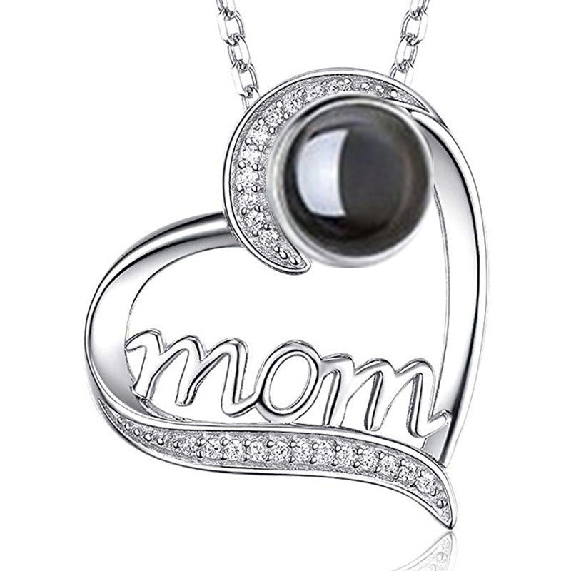 MOM Heart Shaped Projection Custom Photo Necklace Mother's Birthday Gift Accessories